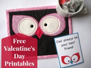 Free Valentine’s Day Printables & Owl Mug Rug
