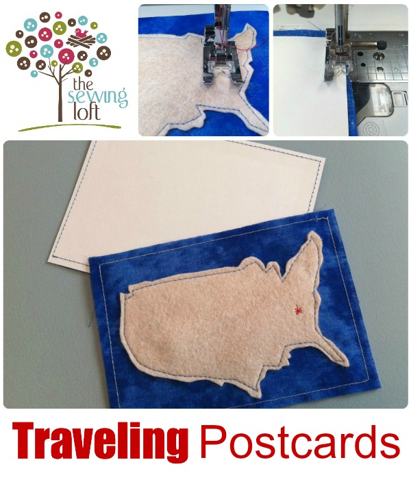 These easy fabric postcards are great for summer vacations. Add your pin dot on the map for a fun visual. The Sewing Loft