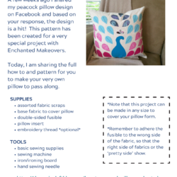 Download an Ad-Free printable of the Peacock Pillow Applique pattern and instructions included.