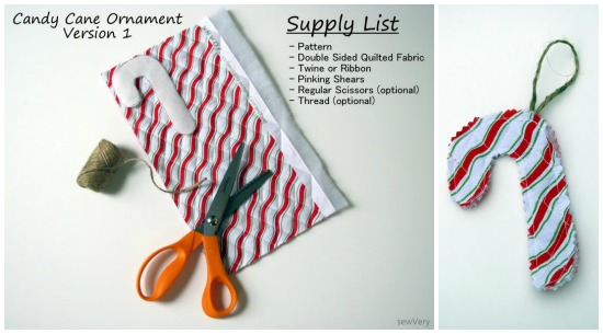 Candy Cane Ornaments by sewVery on thesewingloftblog.com 