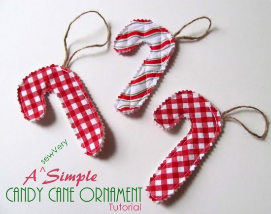 Candy Cane Ornament via thesewingloftblog.com  #diy #sewing #holiday