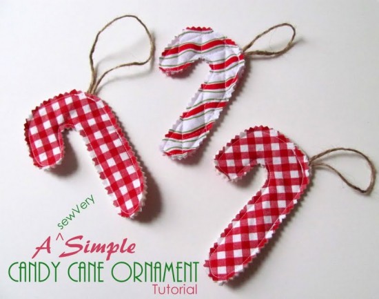 Candy Cane Ornament via thesewingloftblog.com #diy #sewing #holiday