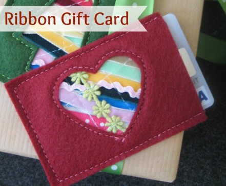 Turns ribbon scraps into a gift card holder on The Sewing Loft
