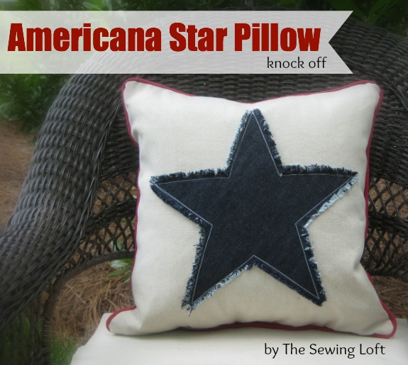 Americana Star Fringe Pillow Knock Off by The Sewing Loft