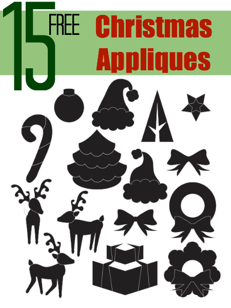 Download 15 Free Christmas Appliqué Designs to embellish your holiday projects with on The Sewing Loft #freepattern #applique