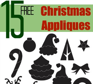 Download 15 Free Christmas Appliqué Designs to embellish your holiday projects with on The Sewing Loft #freepattern #applique