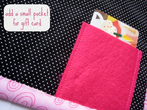 Create a gift card pocket on the back of your Owl Eyes mug rug by The Sewing Loft. 