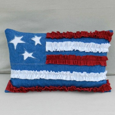 American Flag Ruffle Pillow on The Sewing Loft