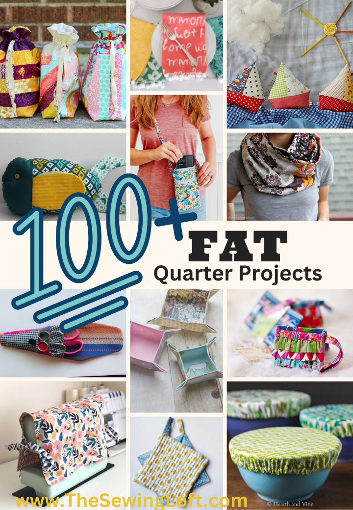 100 plus fat quarter projects. All patterns are free with step by step instructions. The Sewing Loft #sewing #fatquarter