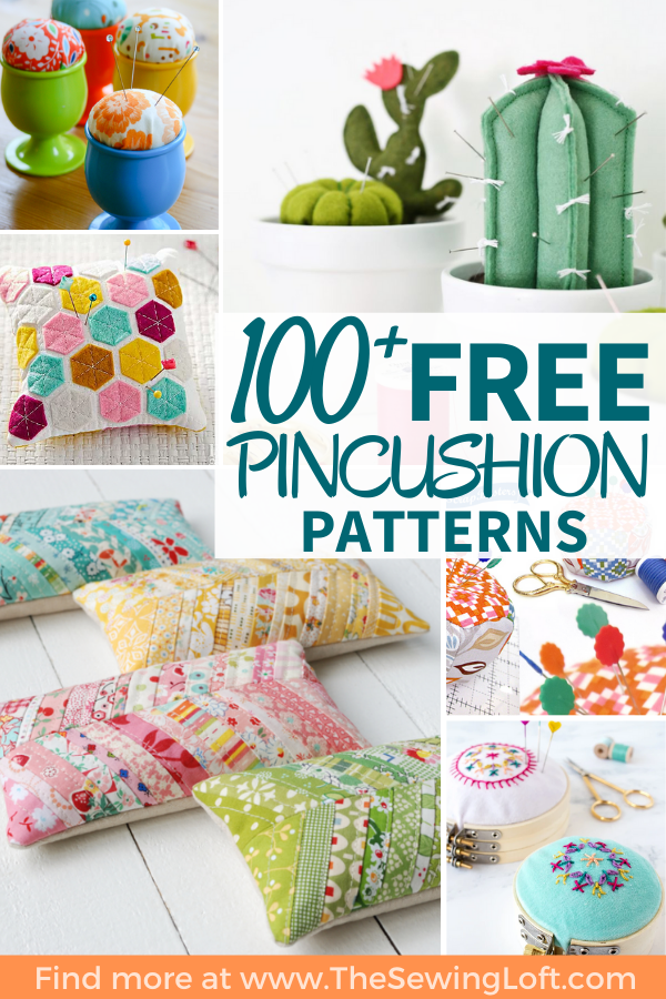 100 plus pincushion projects. All patterns are free with step by step instructions.  The Sewing Loft #sewing #fatquarterfriendly