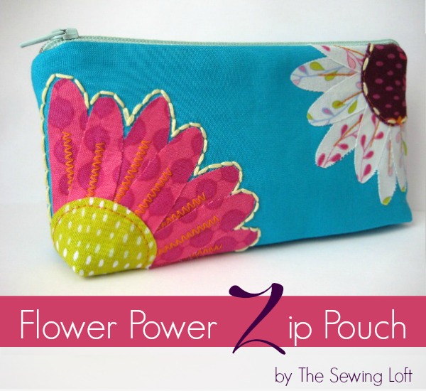 Flower Zipper Pouch Pattern. The Sewing Loft #freepattern
