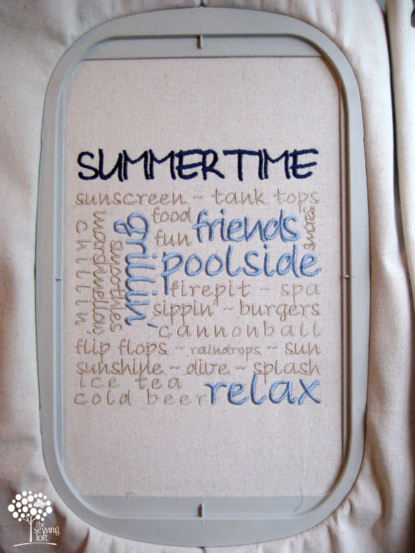 Learn how to create a custom summertime embroidery design that can give your project for a personalized look. Design can be used for pillows, bags and more.
