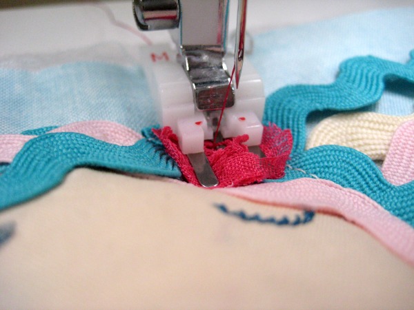 Using a button sewing lockstitch to attach small parts. The Sewing Loft