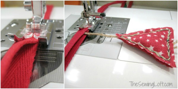 Get ready for the holidays with this easy to make ornament bunting. Tutorial by The Sewing Loft
