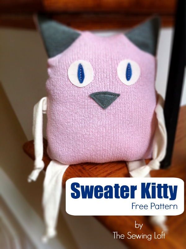 Reclaim an outgrown sweater with this free Kitty pattern.  The Sewing Loft