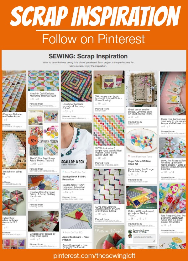 This board is jam packed with some of the most amazing scrap buster projects I have found.  Be sure to follow along and keep all those small bits of fabric goodness! The Sewing Loft