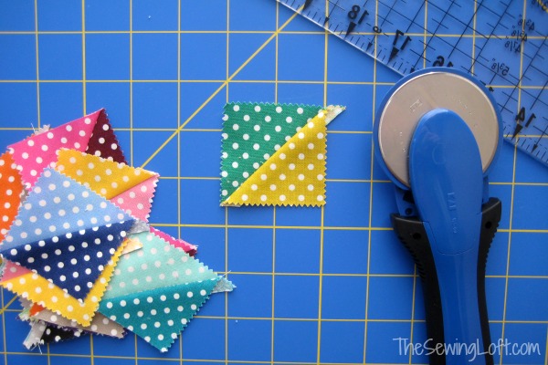 Half Square Triangles for my Dritz Mystery Box Challenge Goodies