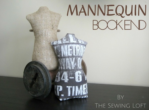 Create sewing inspired bookends with this free mannequin pattern and tutorial. Project is easy to make, perfect for beginners and can double as a door stop. The Sewing Loft
