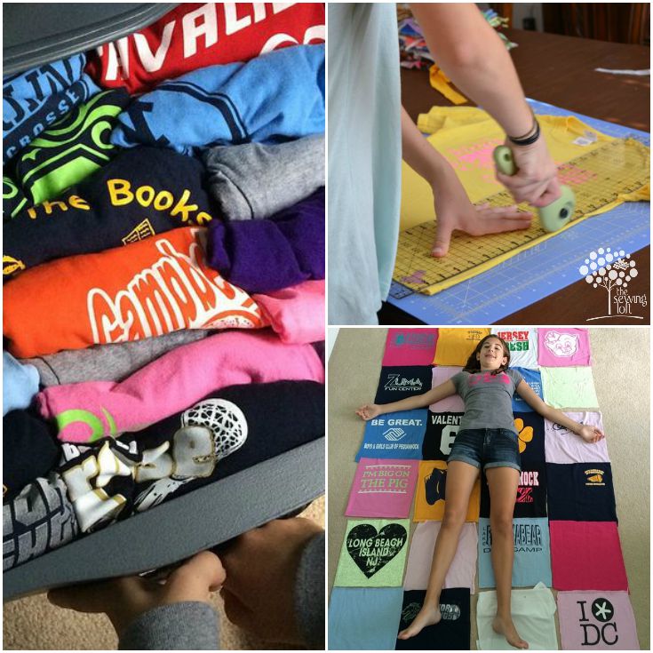 Lighten up your drawer space with an easy to make t shirt quilt. Learn how on The Sewing Loft. 