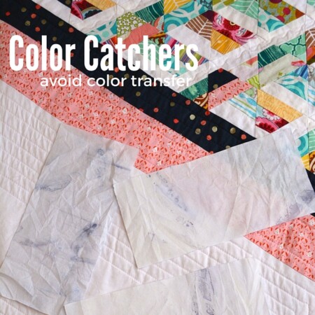 learn how to prevent color bleeding on your modern quilts with the help of color catchers. The Sewing Loft