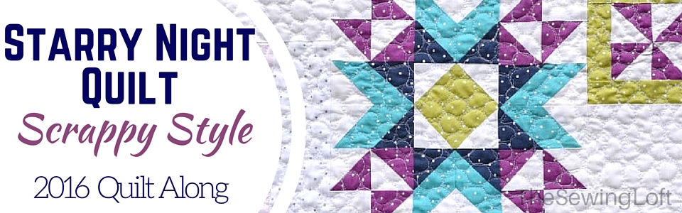 Come join the fun and bust through your scraps with the Scrappy Starry Night Quilt Block of the Month series on The Sewing Loft. 