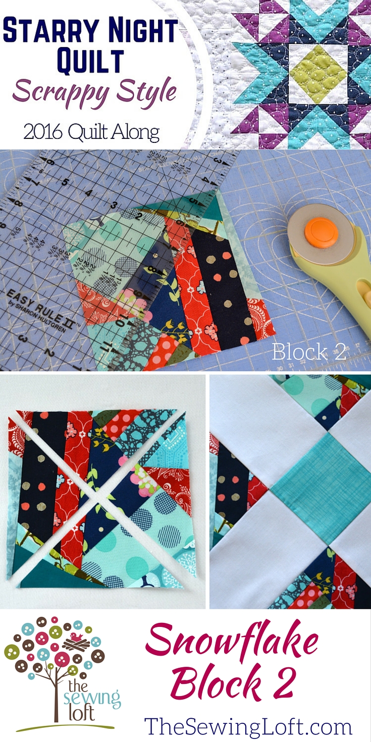 I'm turning my leftover fabric scraps into this fabulous quilt one block at a time with The Sewing Loft's Starry Night Quilt and I love the way it looks!