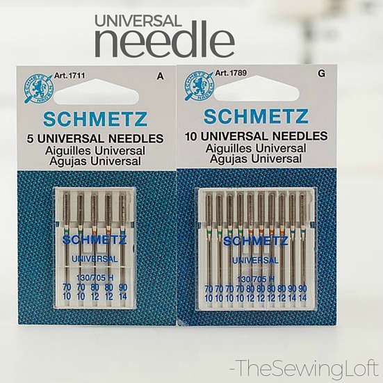 The universal needle is commonly used for a variety of fabrics including most woven weights. This article explains uses and best practices.