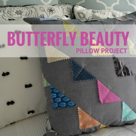 You can make this DIY Butterfly pillow cover with just a few charm squares of your favorite prints.