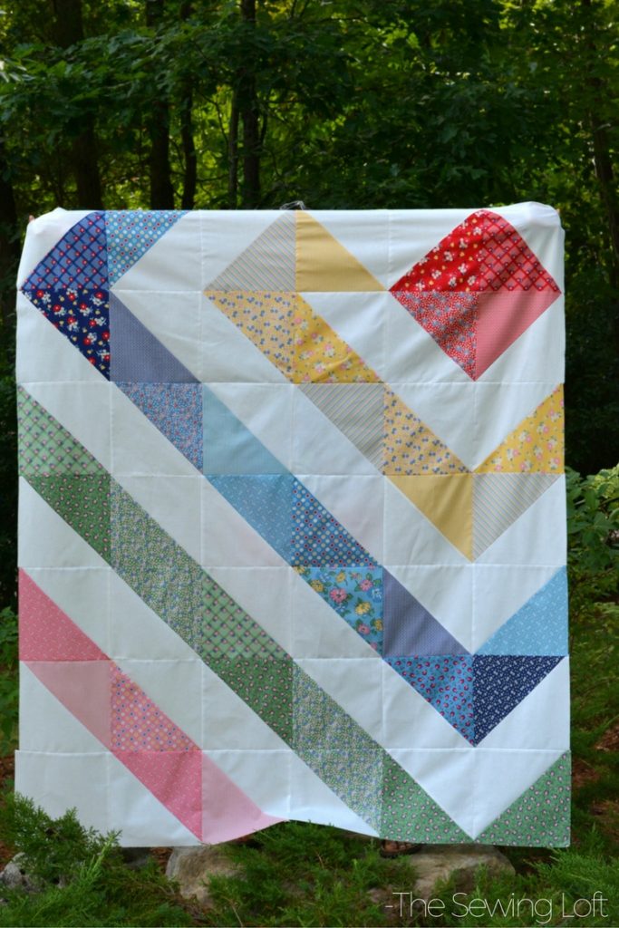 With the help of pre cut fabrics I was able to just sit at the machine and sew. This rainbow quilt top is just one of the projects I completed from my bundle. 