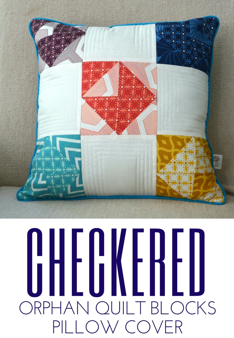 Put extra quilt blocks to use with this simple checkered pillow pattern cover. 