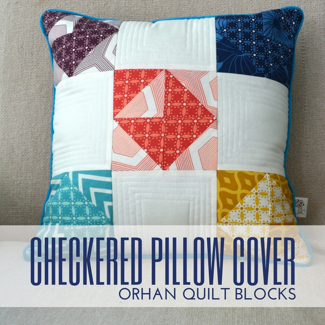 Put extra quilt blocks to use with this simple checkered pillow pattern cover. 