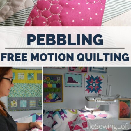 See how easy it is to sew free motion pebbles on your at home sewing machine in this video from Heather at The Sewing Loft.