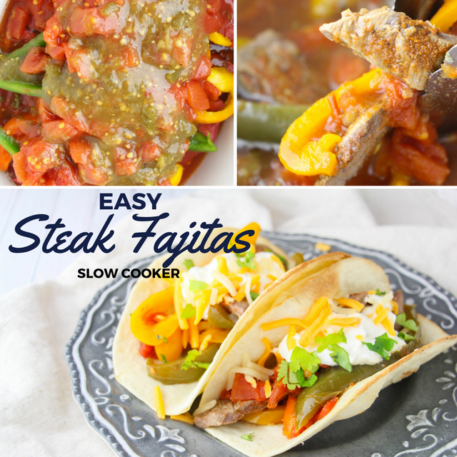 You can make this slow cooker steak fajitas recipe any day of the week. This easy yet delicious crock-pot dish is perfect for a stress free meal.