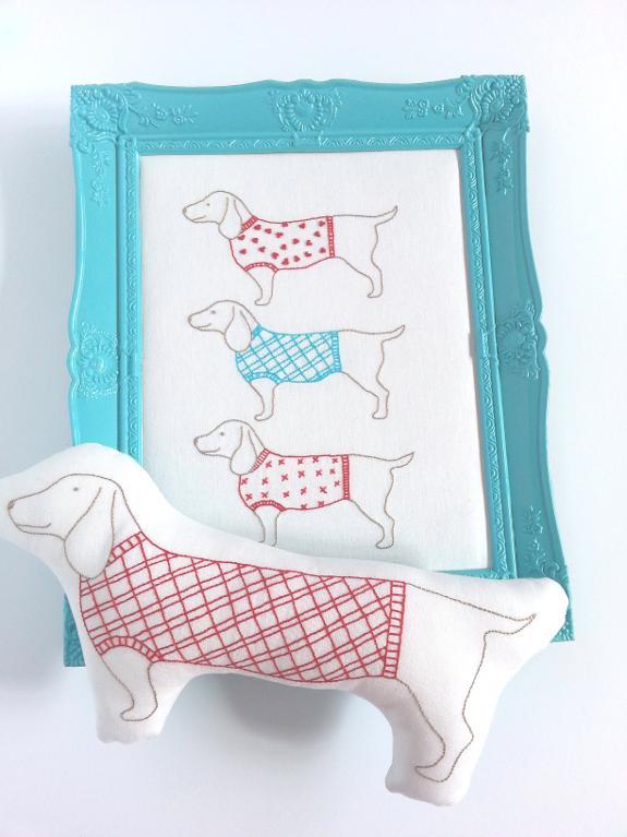 embroidery pattern wiener dogs 
