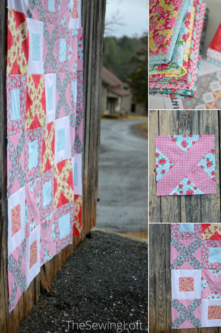 Breeze By quilt pattern made with Dainty Darling fabric. The pattern is easy to make and great for the beginner. 