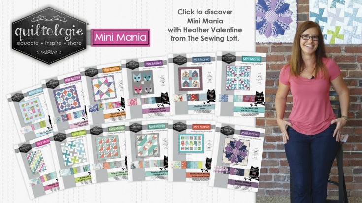 Grab the full set of Quiltologie Mini Mania quilt kits at your local Jo-Ann Fabric & Craft stores. Then be sure to watch the quick sewing videos with Heather Valentine from The Sewing Loft.