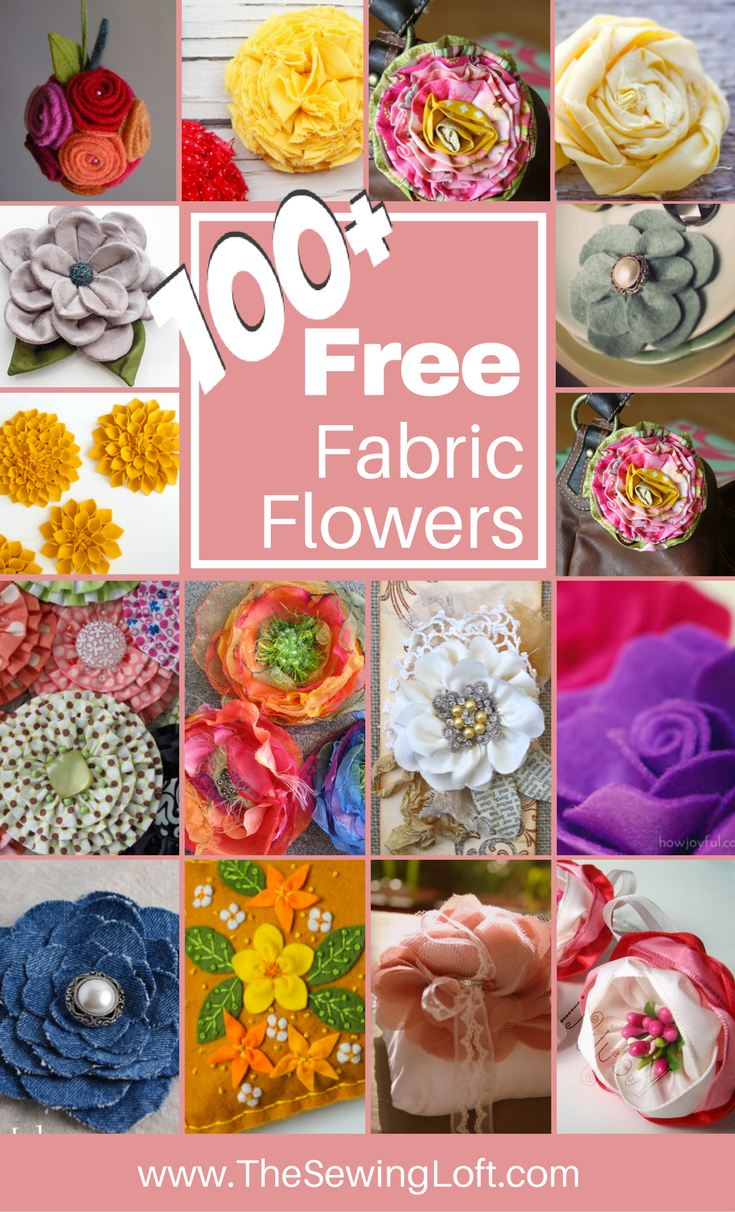 100+ DIY Fabric Flower patterns for you to make at home. Patterns are easy to make with photo instructions. Perfect for every crafter and sewing level. 