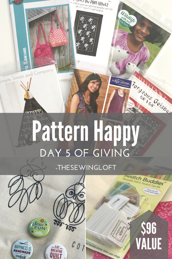 'Tis the season and it is better to give than receive. Today's giveaway gift is packed with sewing inspiration. Be sure to see all of the prize packages being offered during The Sewing Loft's 12 Days of Giving. Over $1200 in prizes.