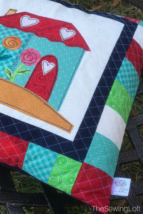 The laser guide beam on my machine made it so easy to quilt this pillow project.