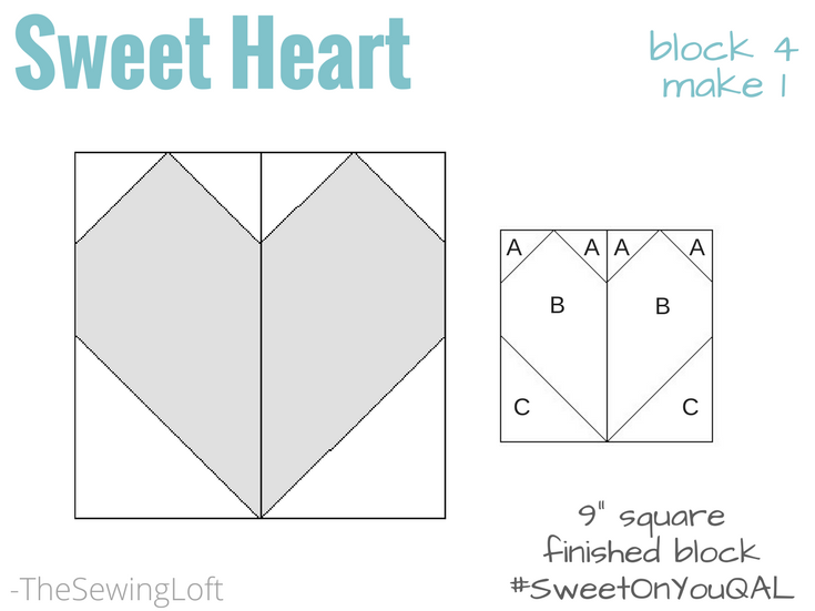 Sweet Heart Block | 9" Free Quilt Block #SweetOnYouQAL