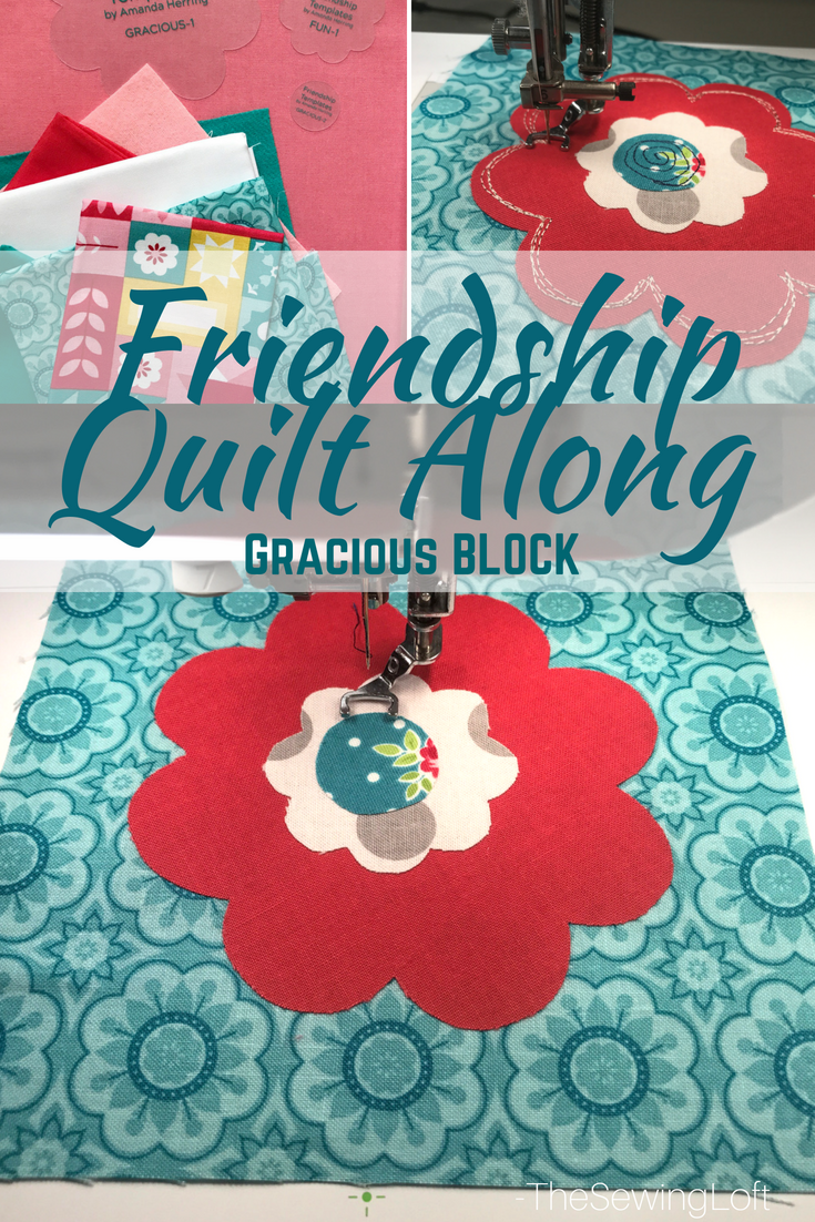 The Friendship Quilt Along is perfectly designed for free motion drawing! Today, I am sharing the Gracious quilt block. Come sew with us. Pattern by Amanda Herring. 