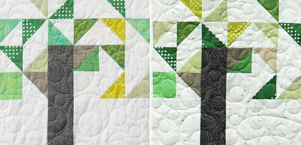 Grab your left over green fabric scraps and stitch up the Willow Tree quilt block. Block finishes 12" square. 