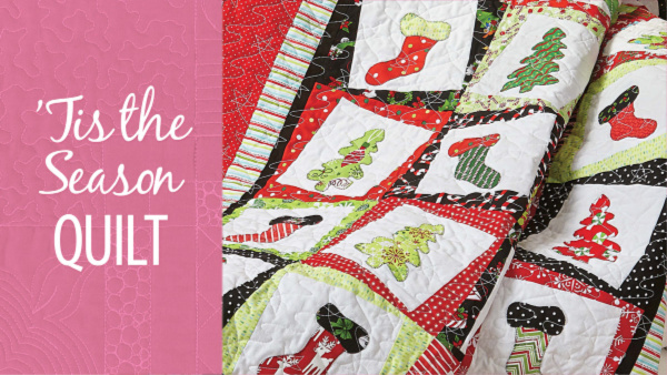 Tis The Season Quilt is the perfect project for the holidays. In class you will learn a new twist on block making, applique techniques and see a demo on free motion stitching.