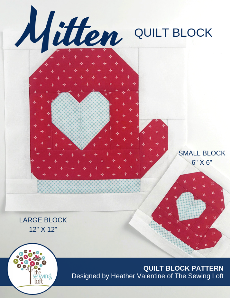 Beat the winter blues with this Mitten Quilt Block. Block comes in 2 sizes and can be used in so many different projects. From home decor to quilts.