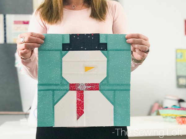 Keep warm this winter with a Snowman Quilt Block. Block comes in 2 sizes and can be used in many different projects from home decor to quilts.#Block2Quilts