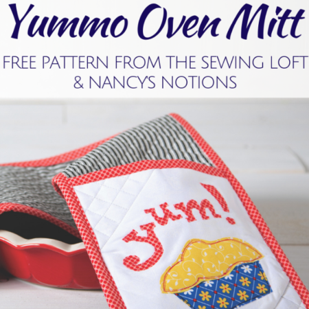 Stretch your sewing skills with this free Yummo Oven Mitt pattern. Pattern includes: full instructions, applique template and binding tips.