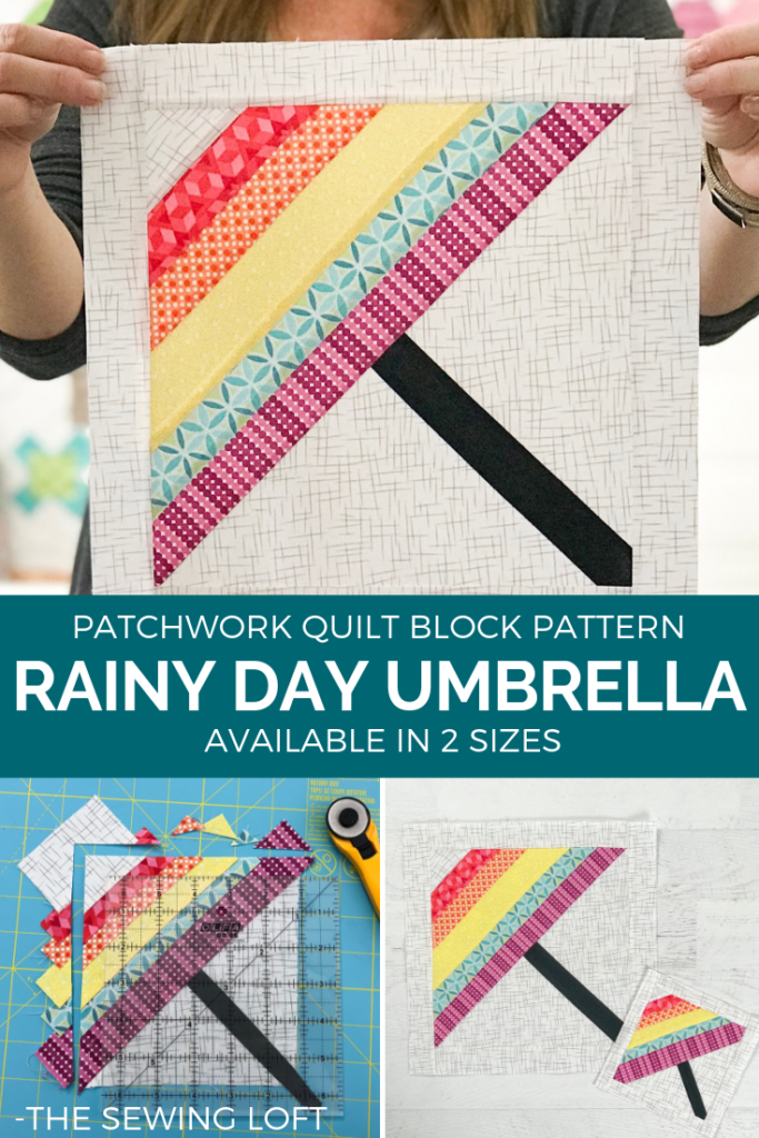 Stock up your pattern library while improving your quilting skills with the Blocks 2 Quilt series from The Sewing Loft. This Rainy Day Umbrella quilt block is bound to help keep away the weather blues. 