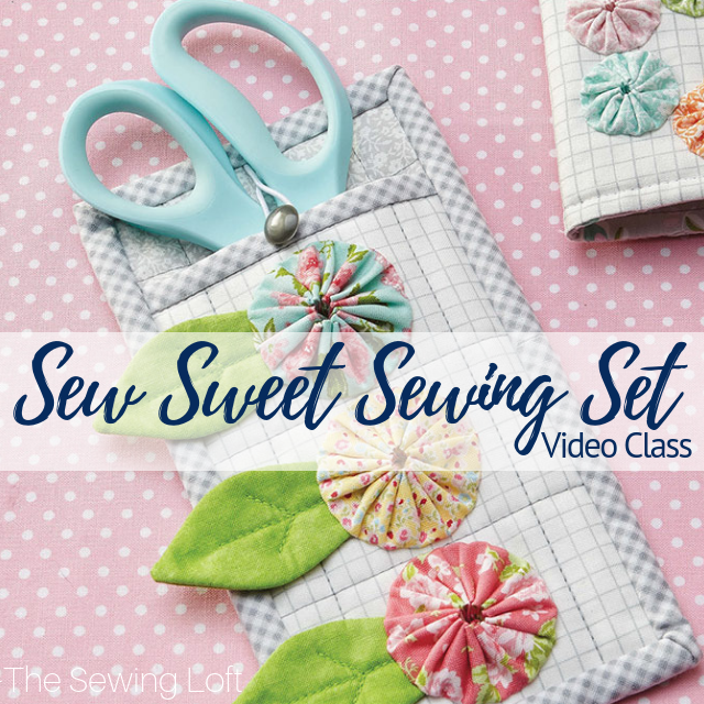 Every quilter should have at least one of these delightful sets! This Sew Sweet Sewing Set pattern includes a pincushion, needle book and scissors holder which are embellished with colorful yo-yos. Join quilting and sewing expert Heather Valentine to make the scissors holder in this Learn, Make, Create! episode.