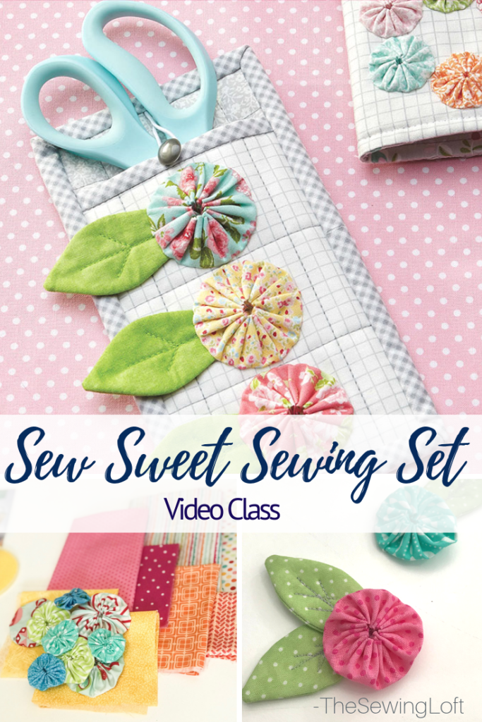 Every quilter should have at least one of these delightful sets! This Sew Sweet Sewing Set pattern includes a pincushion, needle book and scissors holder which are embellished with colorful yo-yos. Join quilting and sewing expert Heather Valentine to make the scissors holder in this Learn, Make, Create! episode.