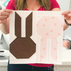 Start your spring sewing early with this adorable patchwork quilt block. The bunny hop block comes in two sizes and is easy to make.